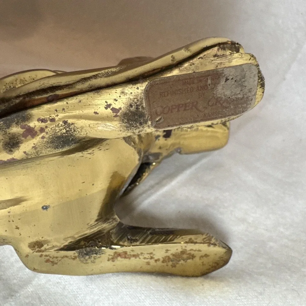 COOL Vintage Solid Brass DOG Puppy Figurine Door Stop Shelf Decor 7.5 X5